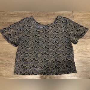 Zara Black and Gold Zigzag Crop Top